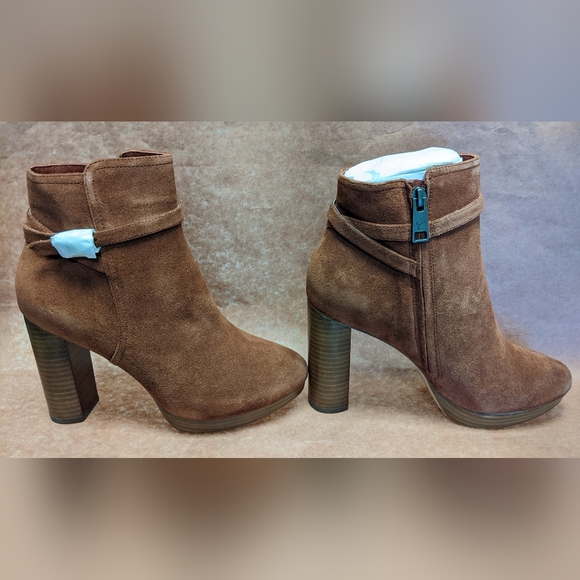 Joie Chestnut Brown Suede Ankle Boot with Block Heel - Picture 4 of 12